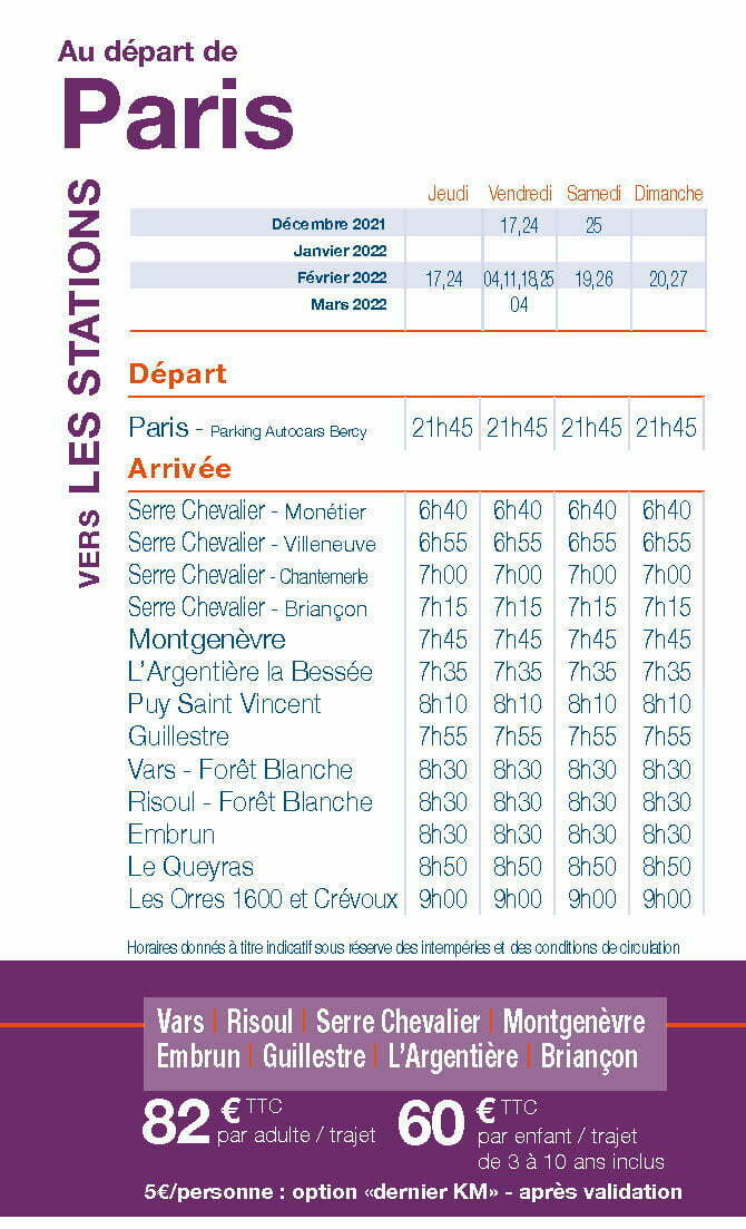 Neige Express - Au départ de Paris vers les Stations Montgenèvre