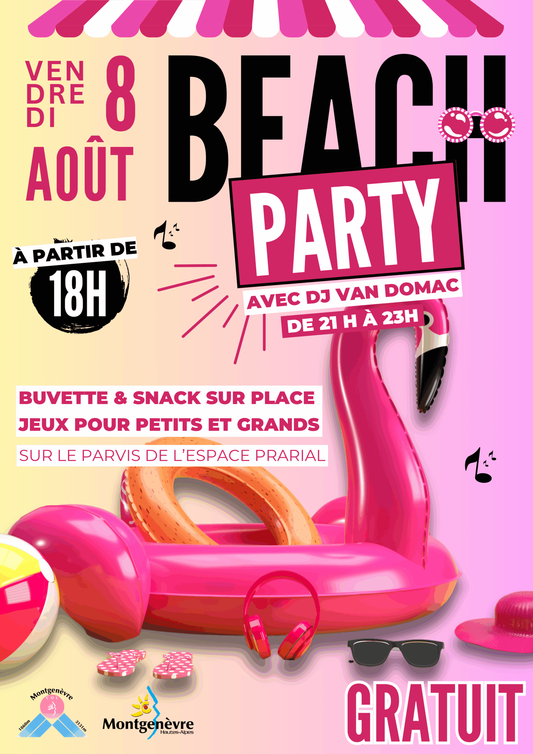 Affiche Beach Party - 10 août 2025 - Montgenèvre